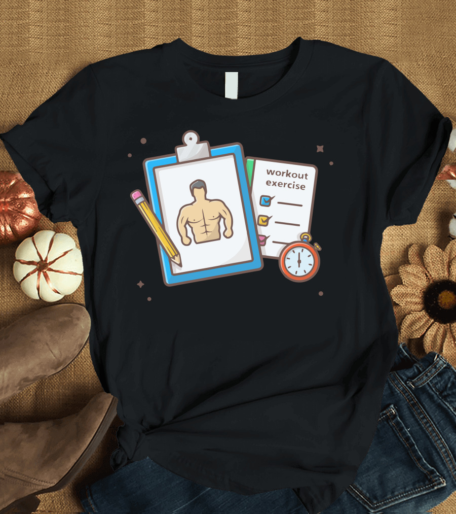 Workout Exercise Muscle Building Timer Fitness Planner T-Shirt