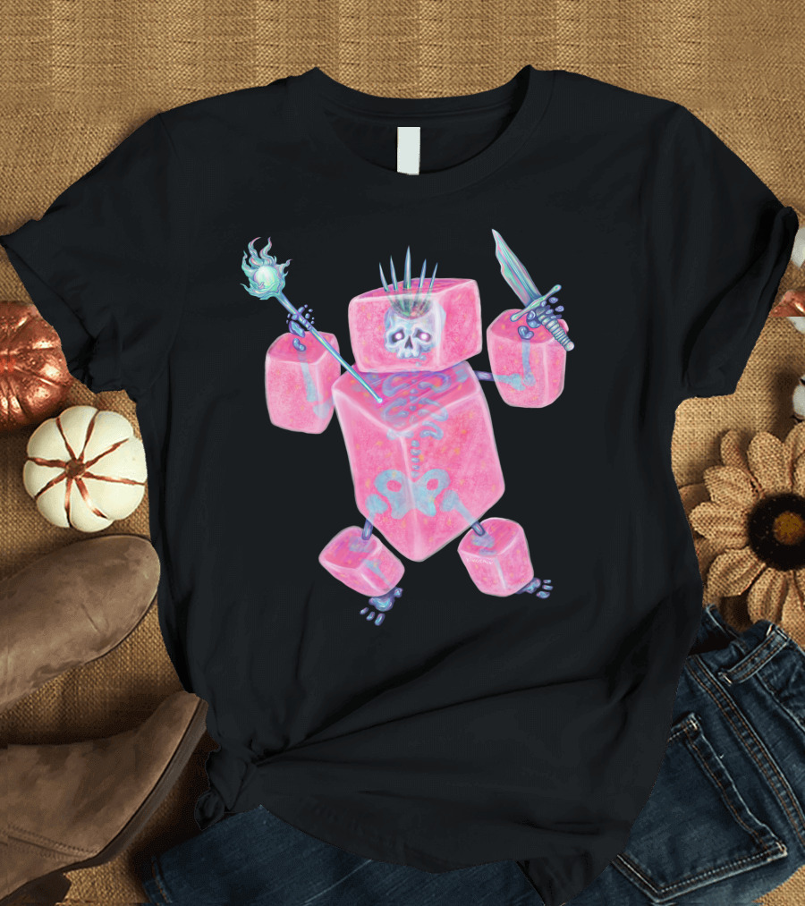 L For Lokum Litch Turkish Delight Wraith Fantasy Cube Skeleton Mage T-Shirt