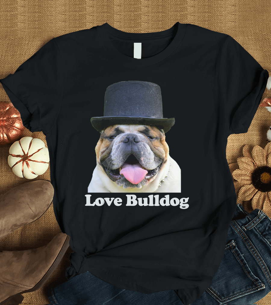 Love Bulldog Bowler Hat T-Shirt