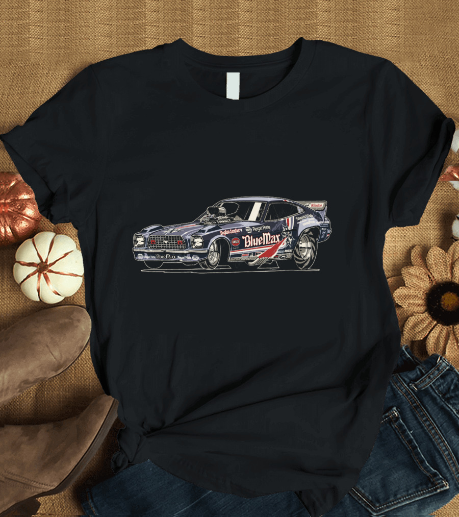 Blue Max Mid Seventies Mustang Bodied Funny Car Racing Team T-Shirt