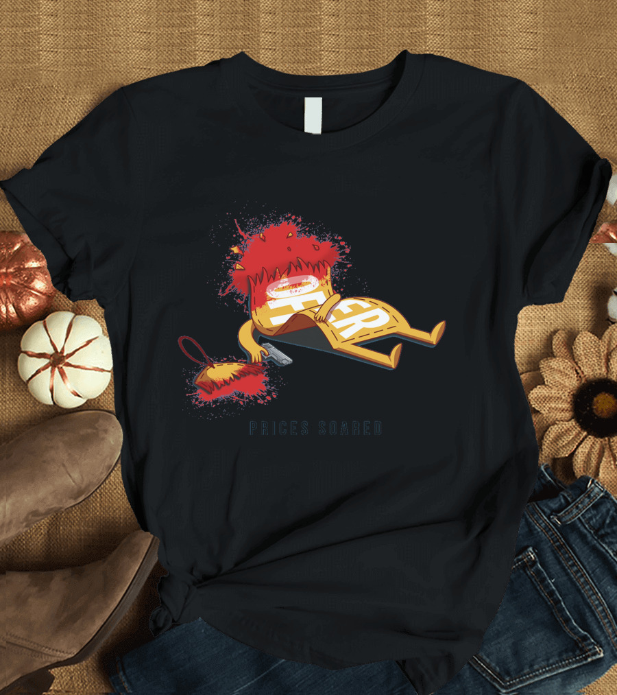 Prices Soared Splattered Off Tag with Gun T-Shirt