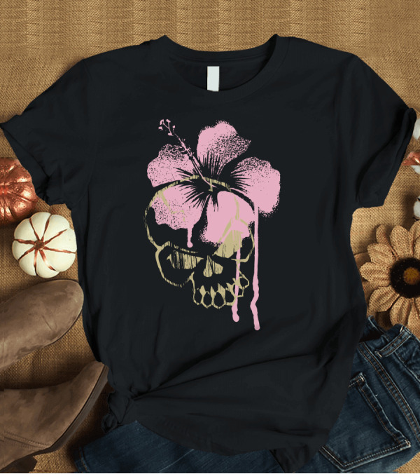 T-Shirt: Skull Flower Hibiscus Fusion T-Shirt Skull Flower Hibiscus Fusion T-Shirt