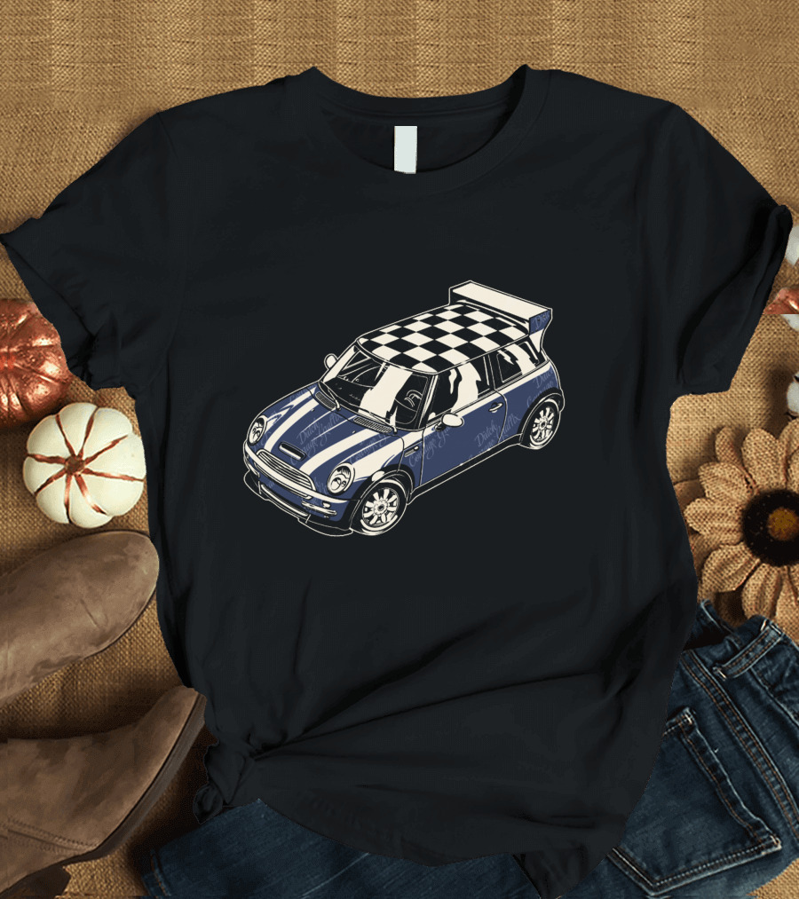 Tuned Cooper Checkered Roof Racing Blueprint T-Shirt