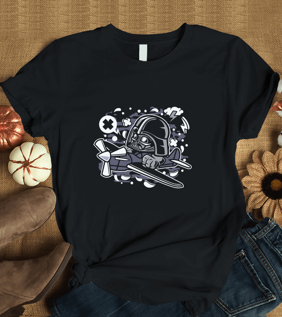 Vader in Cartoon Plane Pilot Adventure T-Shirt