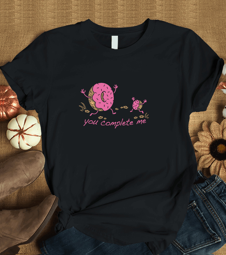 You Complete Me Pink Frosted Donut and Missing Piece T-Shirt