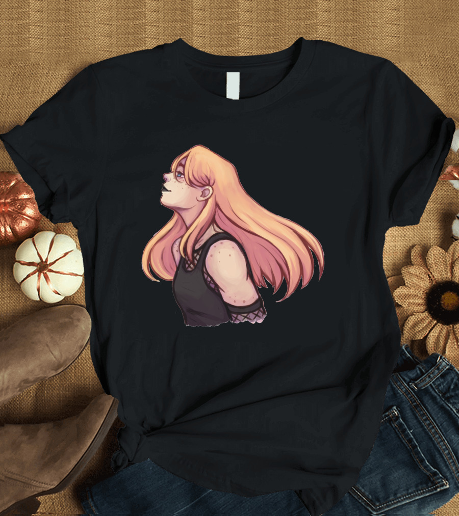 Blond Girl Freckles Freestyled Artistic Expression T-Shirt