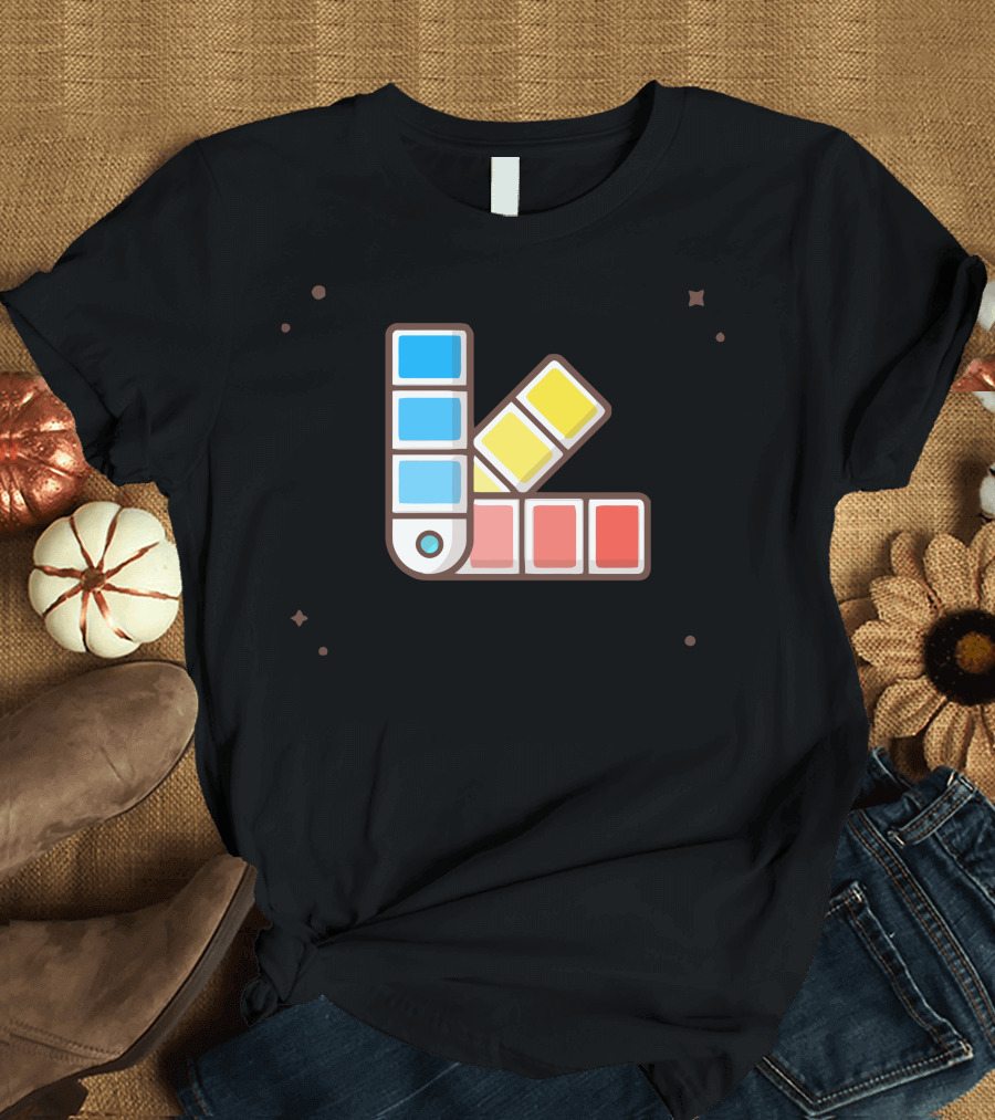 Color Palette Swatch with Blue Yellow Red T-Shirt