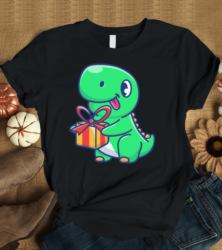 Cute Dinosaur Carrying Gift Box T-Shirt