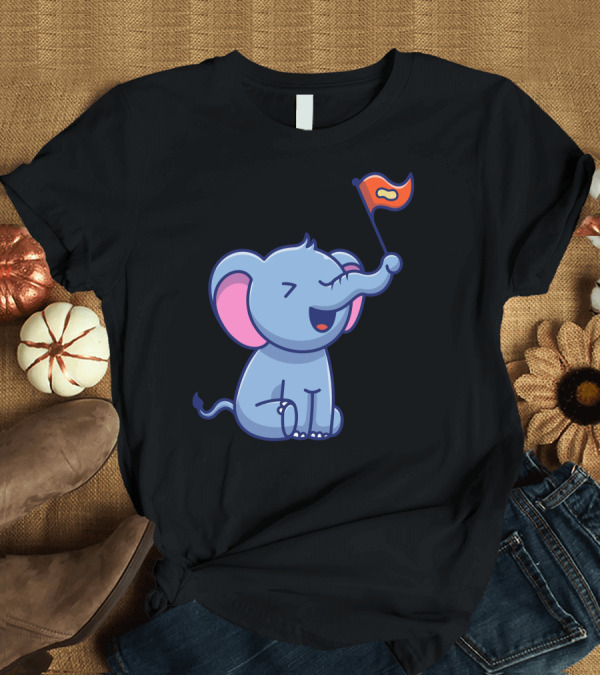T-Shirt: Cute Elephant Holding Peanut Flag T-Shirt Cute Elephant Holding Peanut Flag T-Shirt