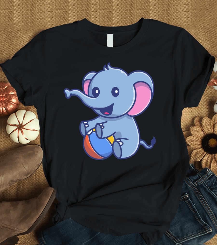 Cute Elephant Play Ball Joyful Fun T-Shirt