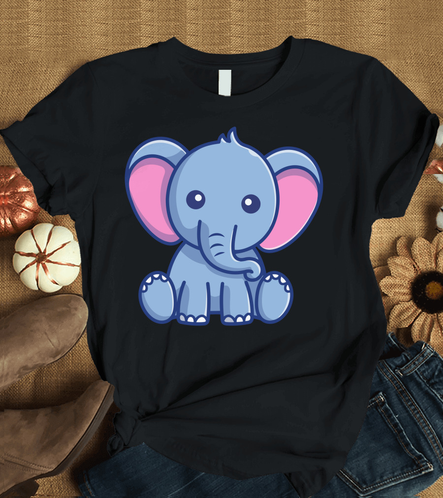 Cute Elephant Sitting Cartoon T-Shirt