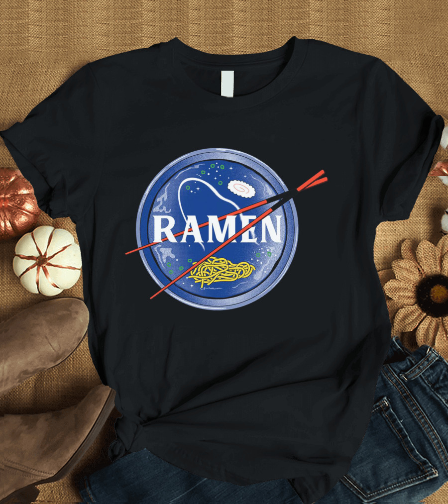 Ramen Universe Space Bowl with Floating Noodles and Chopsticks T-Shirt