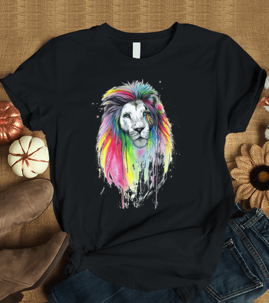 Lion Watercolor Rainbow Pride T-Shirt