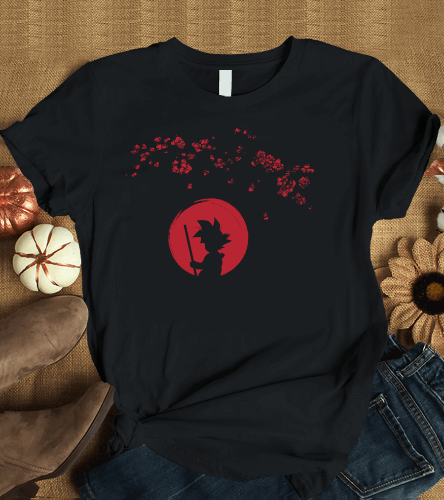 Saiyan Under Red Sun with Blossoming Tree T-Shirt