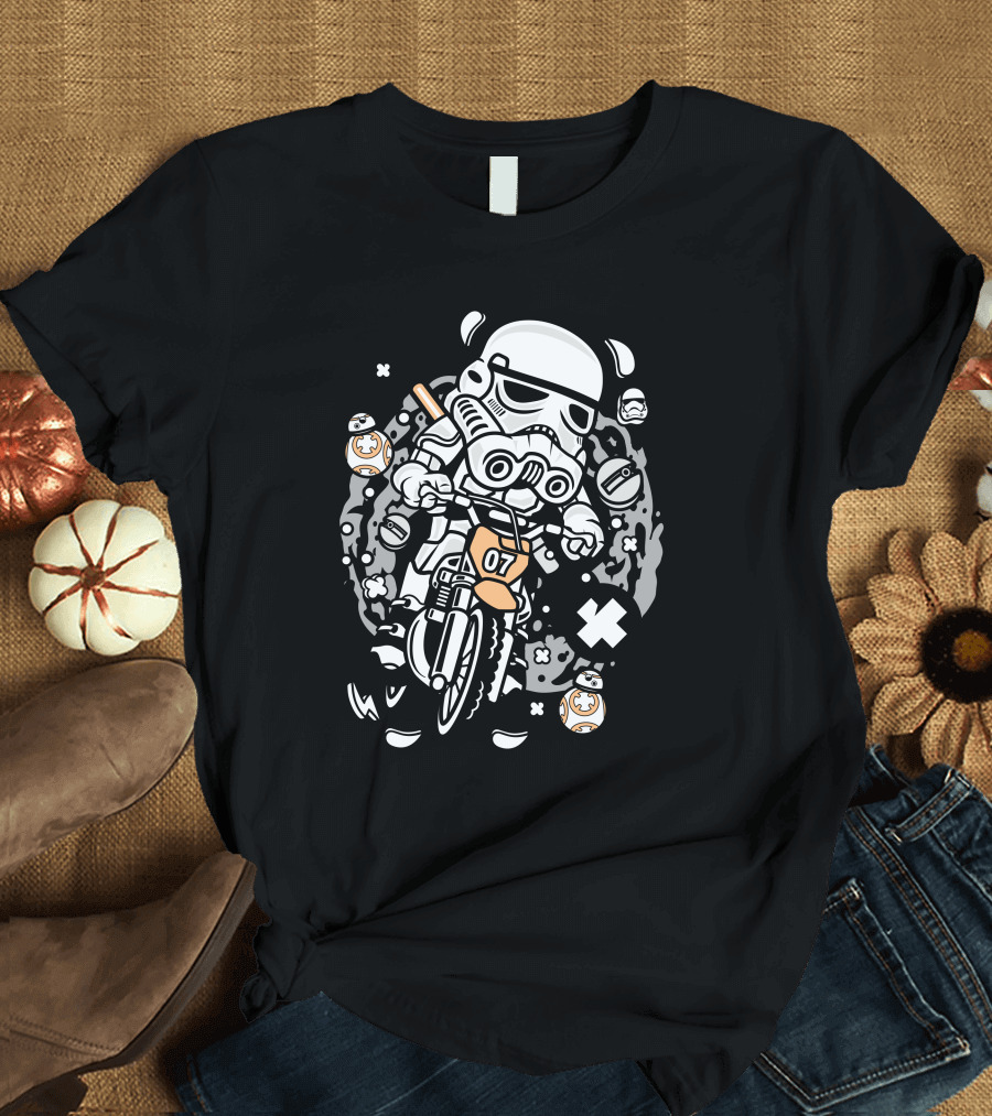 Trooper Motocross Stormtrooper BB-8 Dirt Bike Adventure T-Shirt