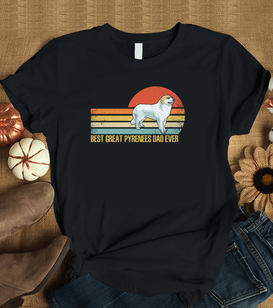 Best Great Pyrenees Dad Ever Vintage Sunset T-Shirt
