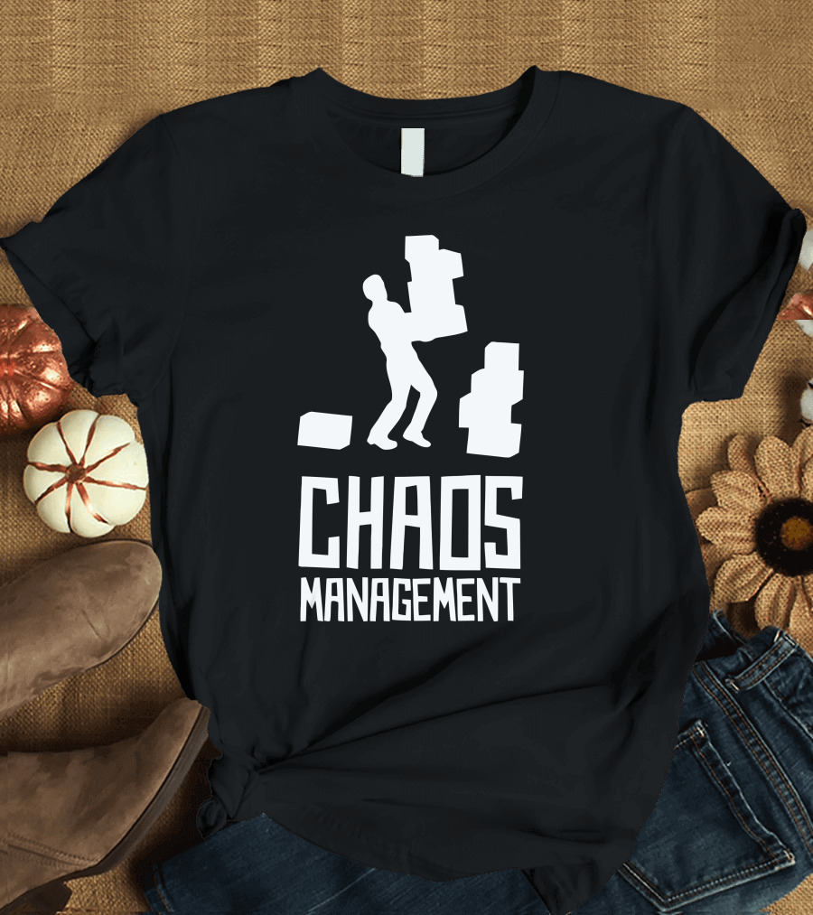 CHAOS MANAGEMENT Silhouette Juggling Boxes Playful Challenge T-Shirt
