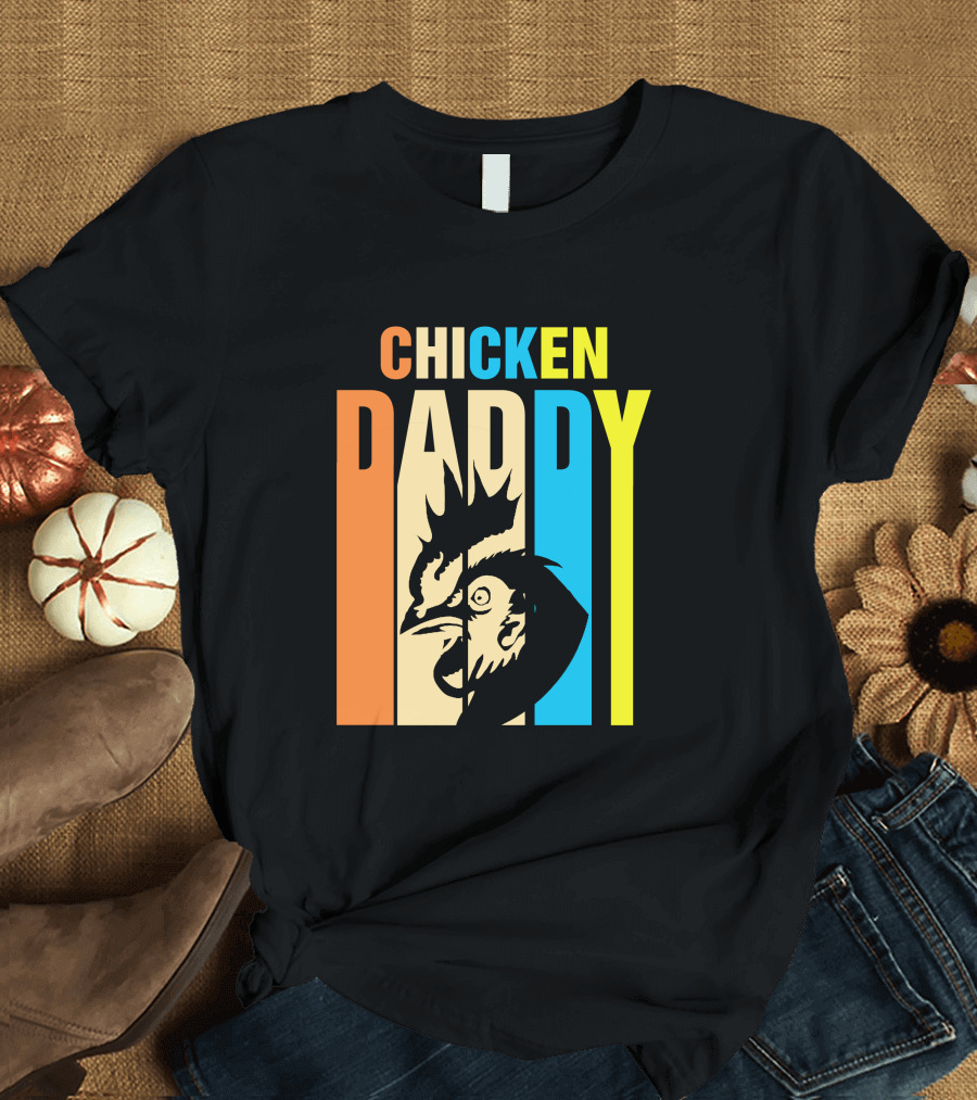 CHICKEN DADDY VINTAGE RETRO COLORFUL ROOSTER FATHER T-Shirt