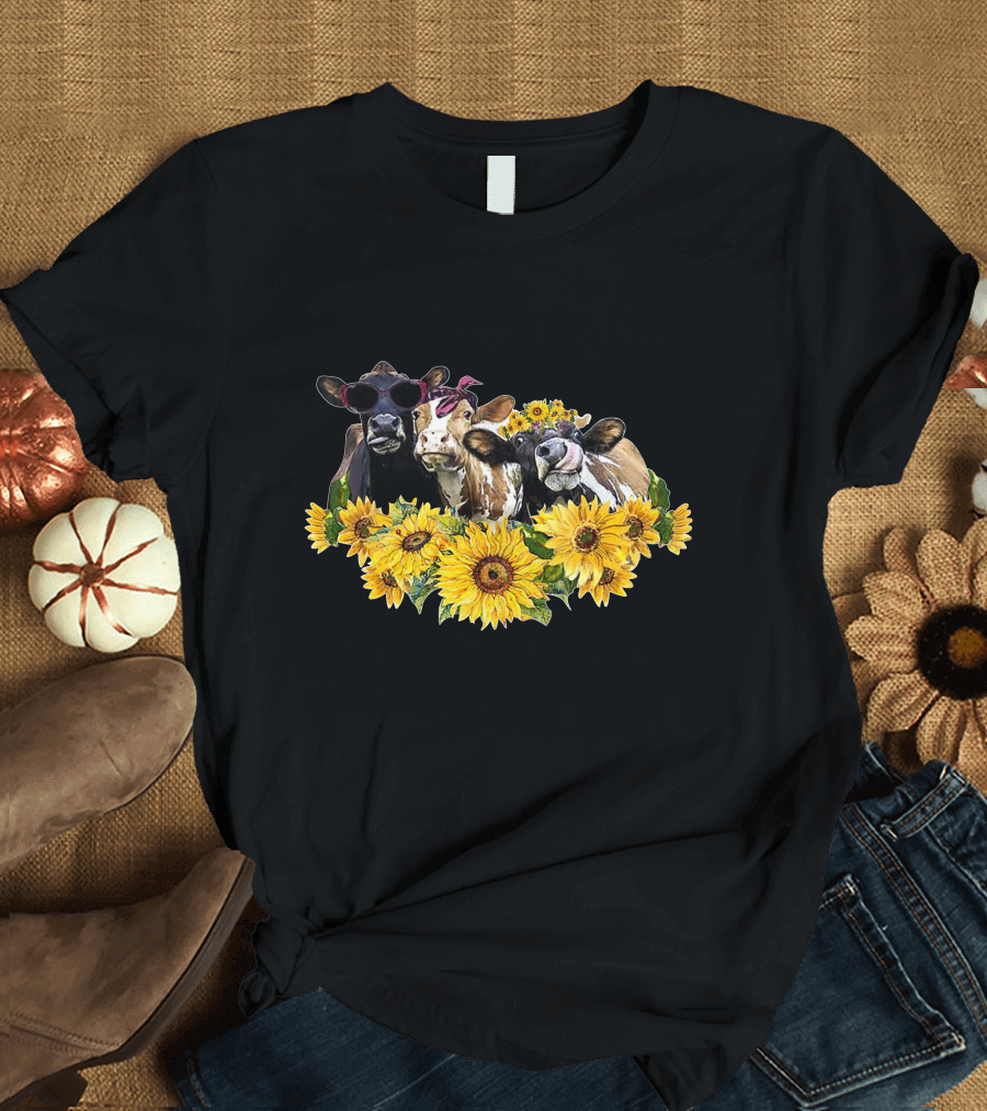 Not My Pasture Not My Problem Cow Sunflowers T-Shirt