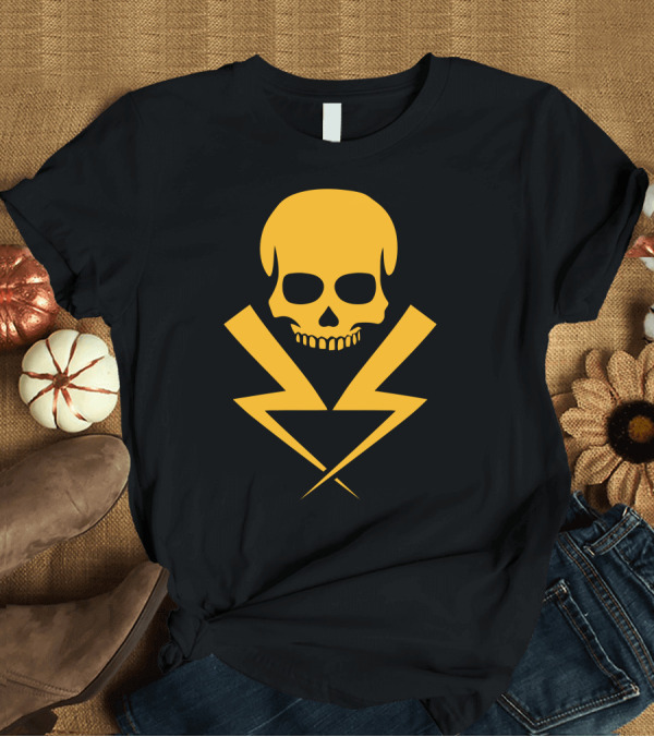 T-Shirt: Electricity Skull Yellow Lightning T-Shirt Electricity Skull Yellow Lightning T-Shirt