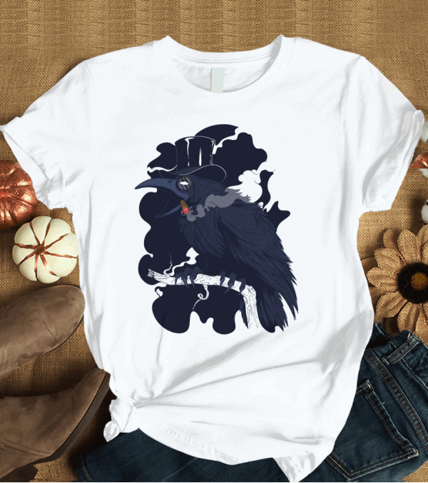 T-Shirt: Gentlecrow Smoking Cigar with Top Hat and Goggles T-Shirt Gentlecrow Smoking Cigar with Top Hat and Goggles T-Shirt