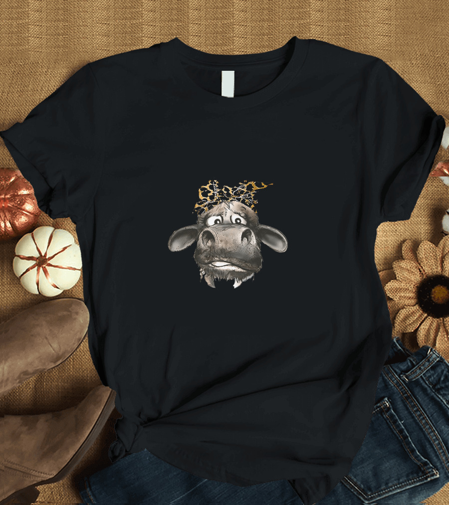 I Seriously Need A Speed Bump Between My Brain And My Mouth Funny Cows Leopard Print Bandana T-Shirt