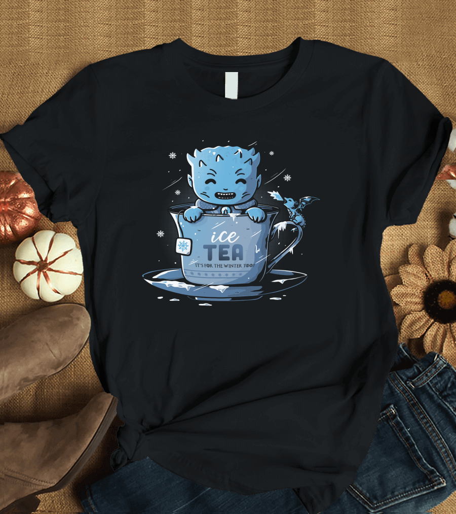 Ice Tea It's for the Winter Too Snowflakes Dragon and Mug T-Shirt