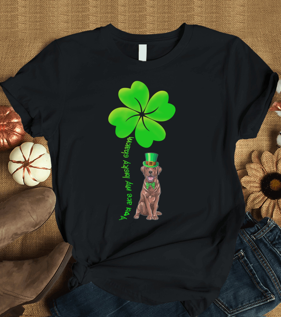 Labrador Retriever Dog You Are My Lucky Charm St Patrick's Day Clover Hat T-Shirt