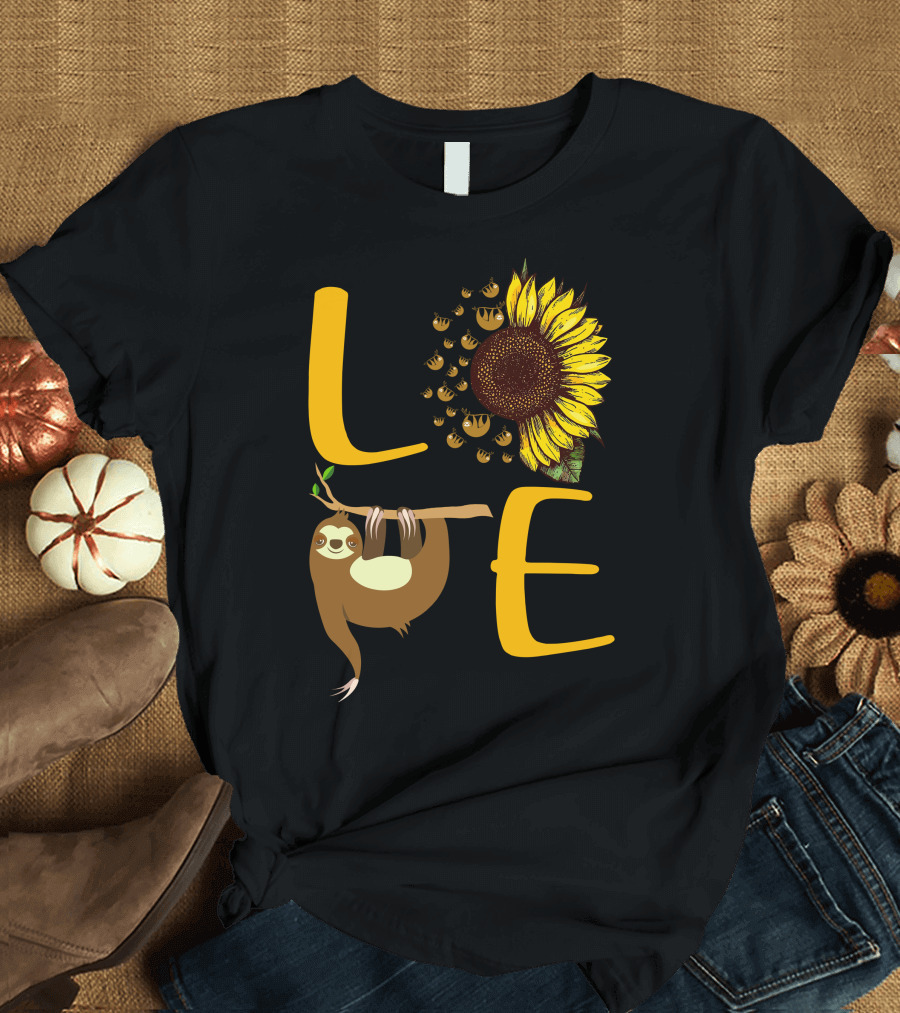 LOVE Sloth Sunflower Bees T-Shirt