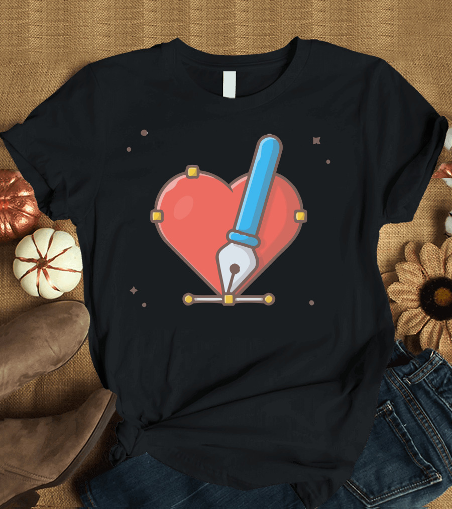 Love With Pen Tool Cursor Heart Icon with Vector Elements T-Shirt