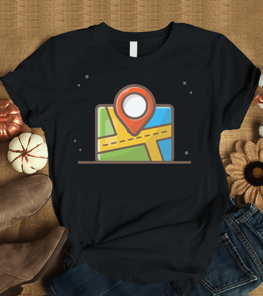 Map Location Pin Icon with Colorful Road Paths T-Shirt