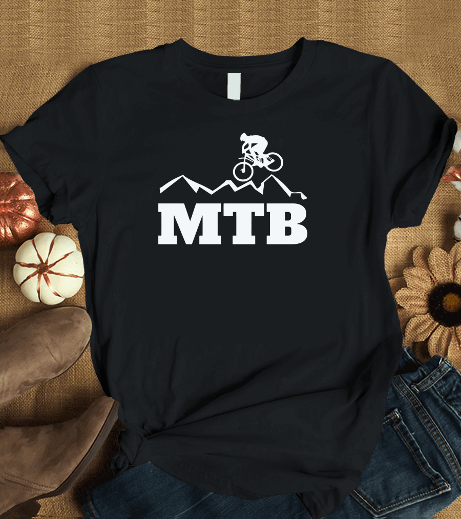 MTB Mountain Biking Logo with Cyclist on Ridge T-Shirt