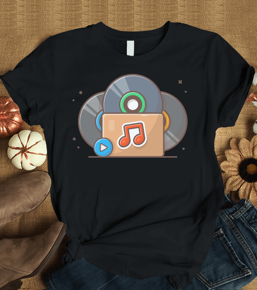 Vinyl Folder with Note and Music Disc Play T-Shirt