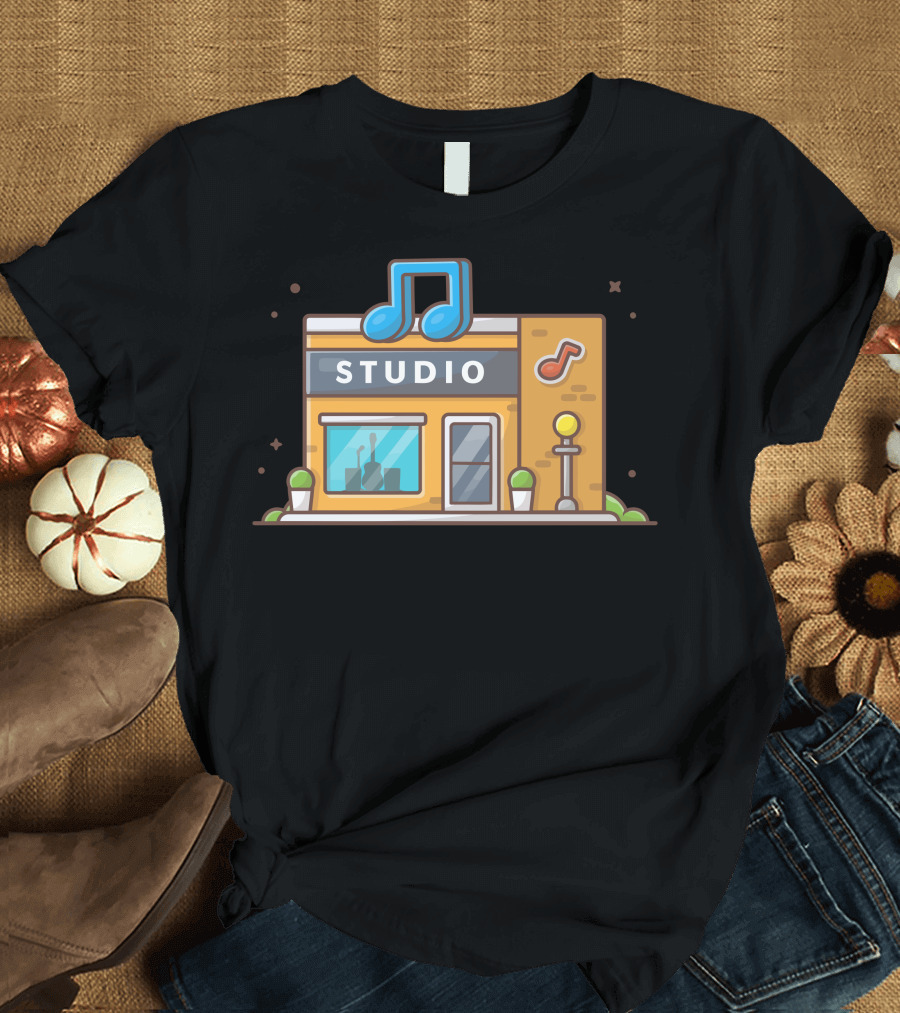 Studio Music Note Building T-Shirt