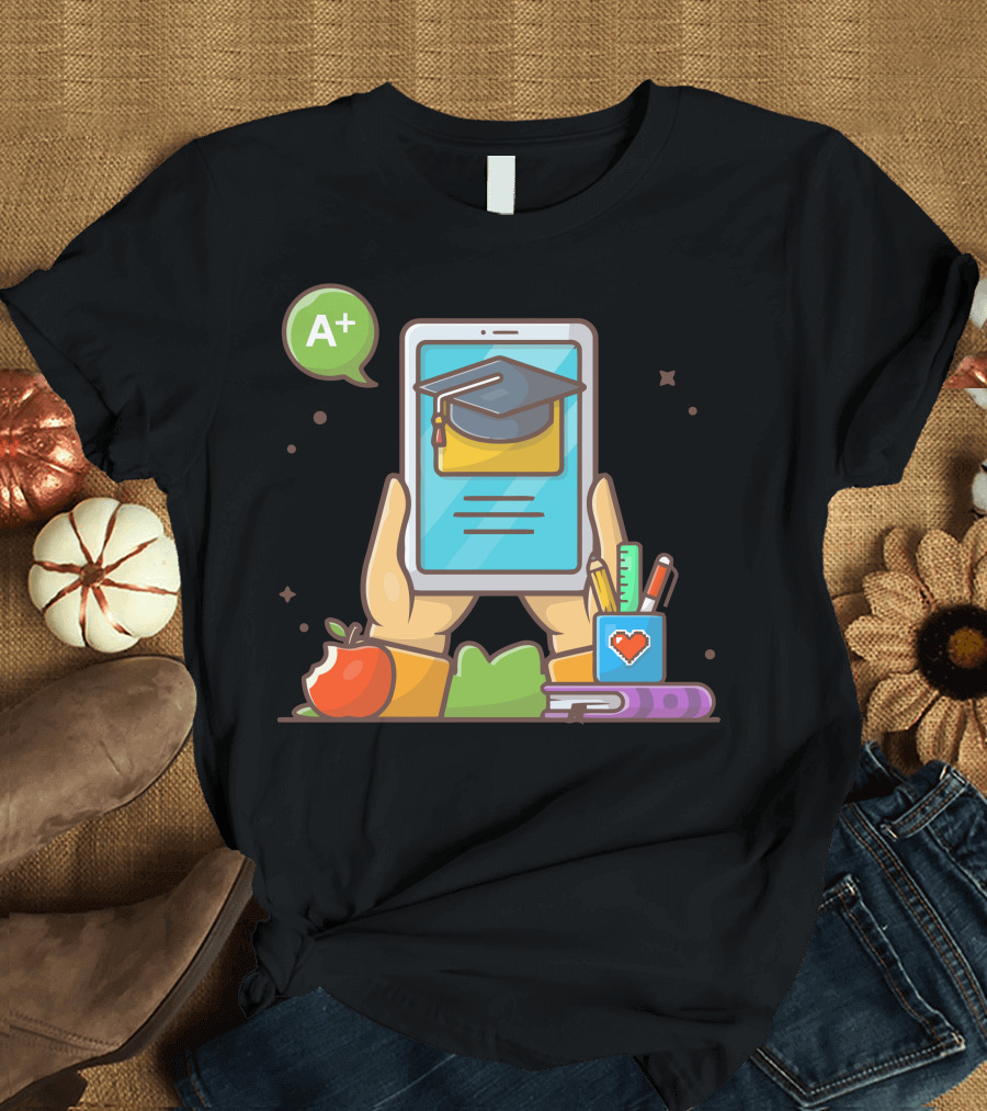 A+ Online Education Learning Tablet Graduation T-Shirt