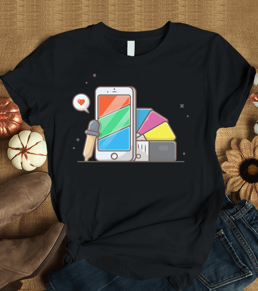Phone RGB CMYK Palette with Heart Icon and Color Dropper Tool T-Shirt