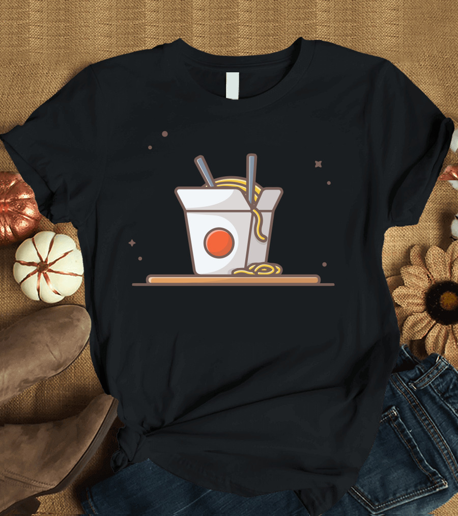 Ramen Noodles Japanese Takeout Box with Chopsticks T-Shirt