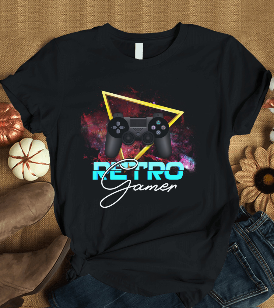 Retro Gamer Controller Triangle Space Burst T-Shirt