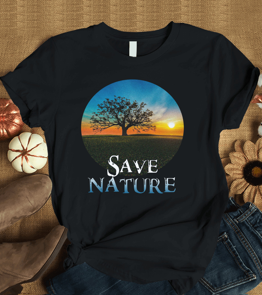 Save Nature Sunset Serenity with Tree T-Shirt