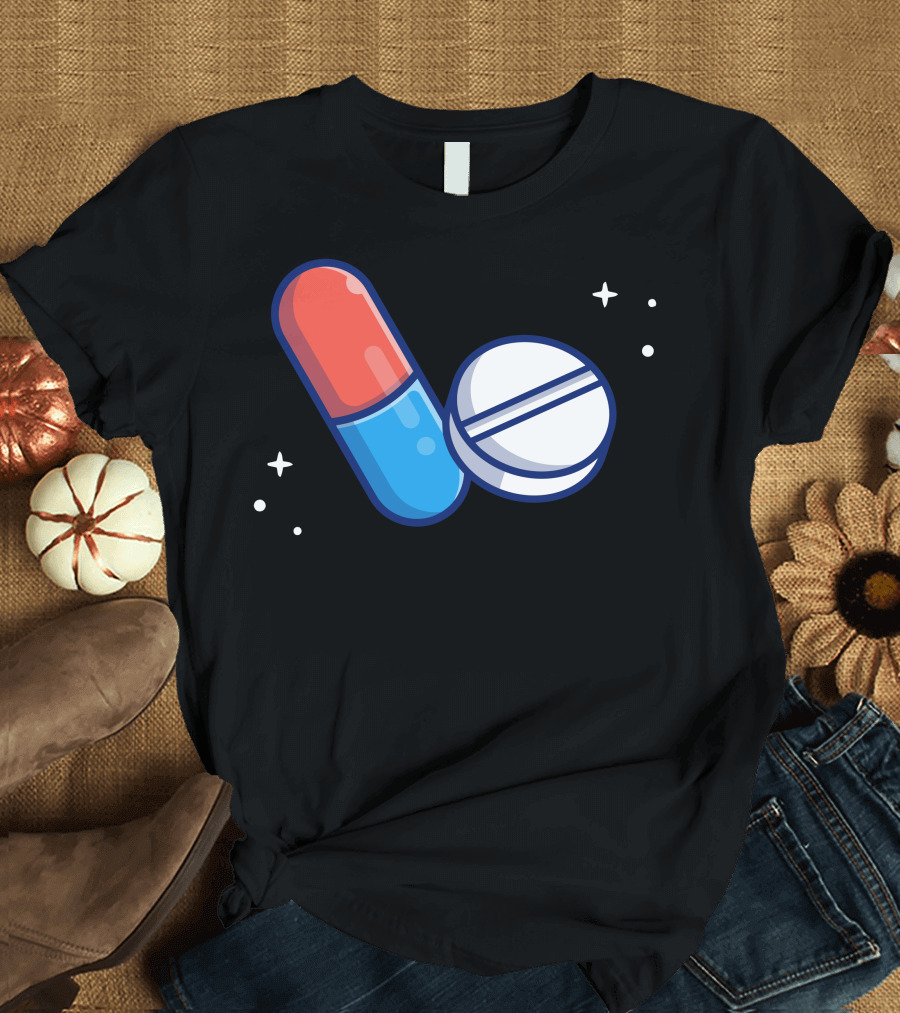 Tablet Capsule Medicine Space Stars T-Shirt