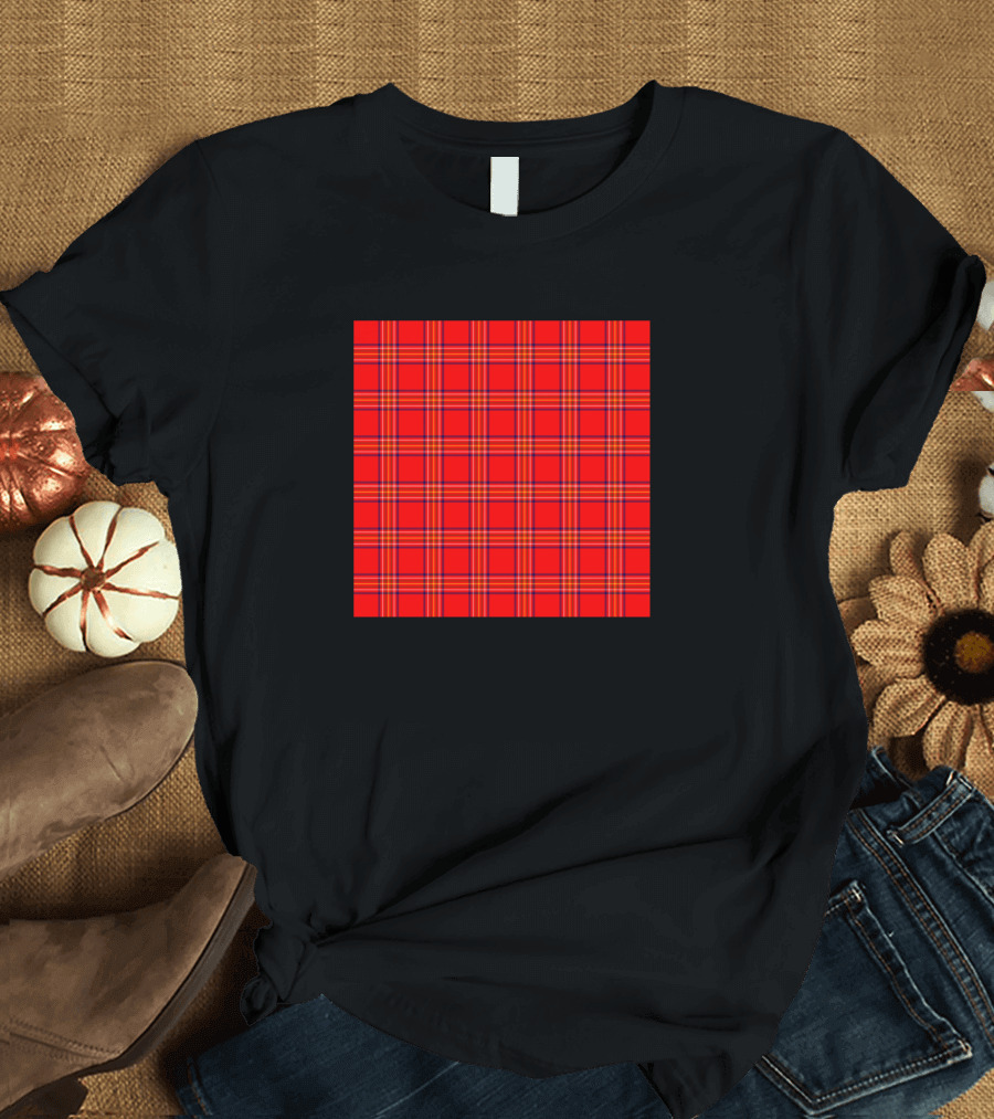 Burnett Modern Plaid Tartan Scottish Red and Black T-Shirt