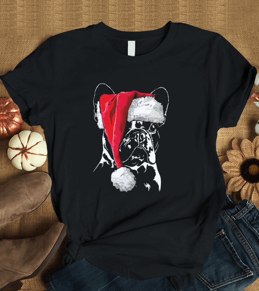 French Bulldog Santa Christmas Dog Holiday Humor T-Shirt