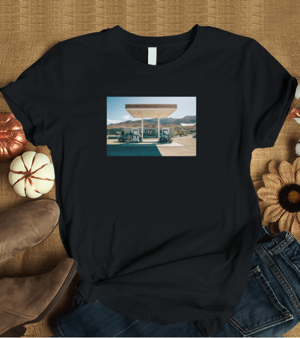 T-Shirt: Last Stop For Gas Desert Motorcycles Retro Vintage Desert Landscape Gas Station T-Shirt Last Stop For Gas Desert Motorcycles Retro Vintage Desert Landscape Gas Station T-Shirt