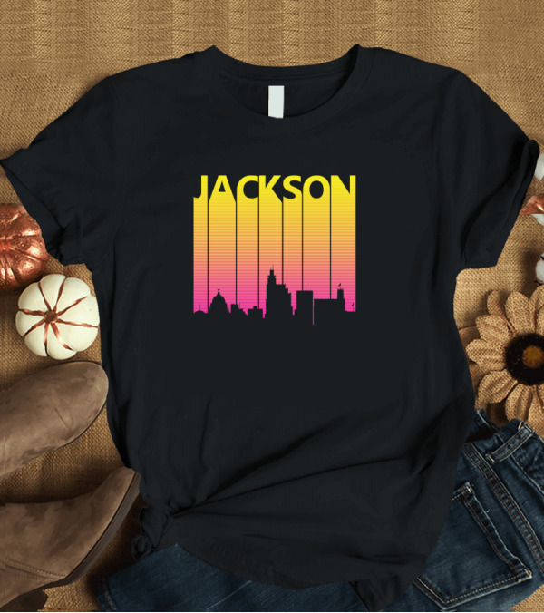 T-Shirt: Jackson 1980s Retro Skyline T-Shirt Jackson 1980s Retro Skyline T-Shirt