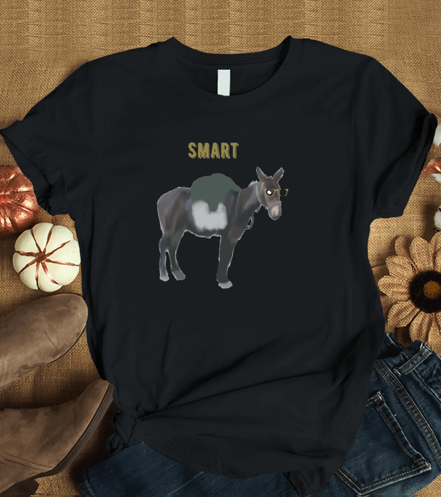 Smart Angry Donkey Wearing Glasses Nerdy Mule T-Shirt