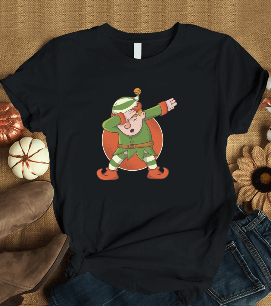 St Patricks Day Dabbing Leprechaun Striped Outfit Green Hat Orange Belt T-Shirt