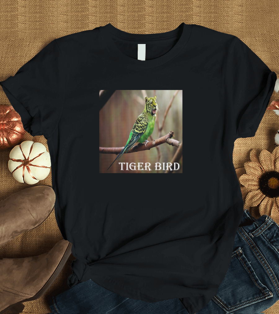 TIGER BIRD Tiger Face Parrot Body T-Shirt