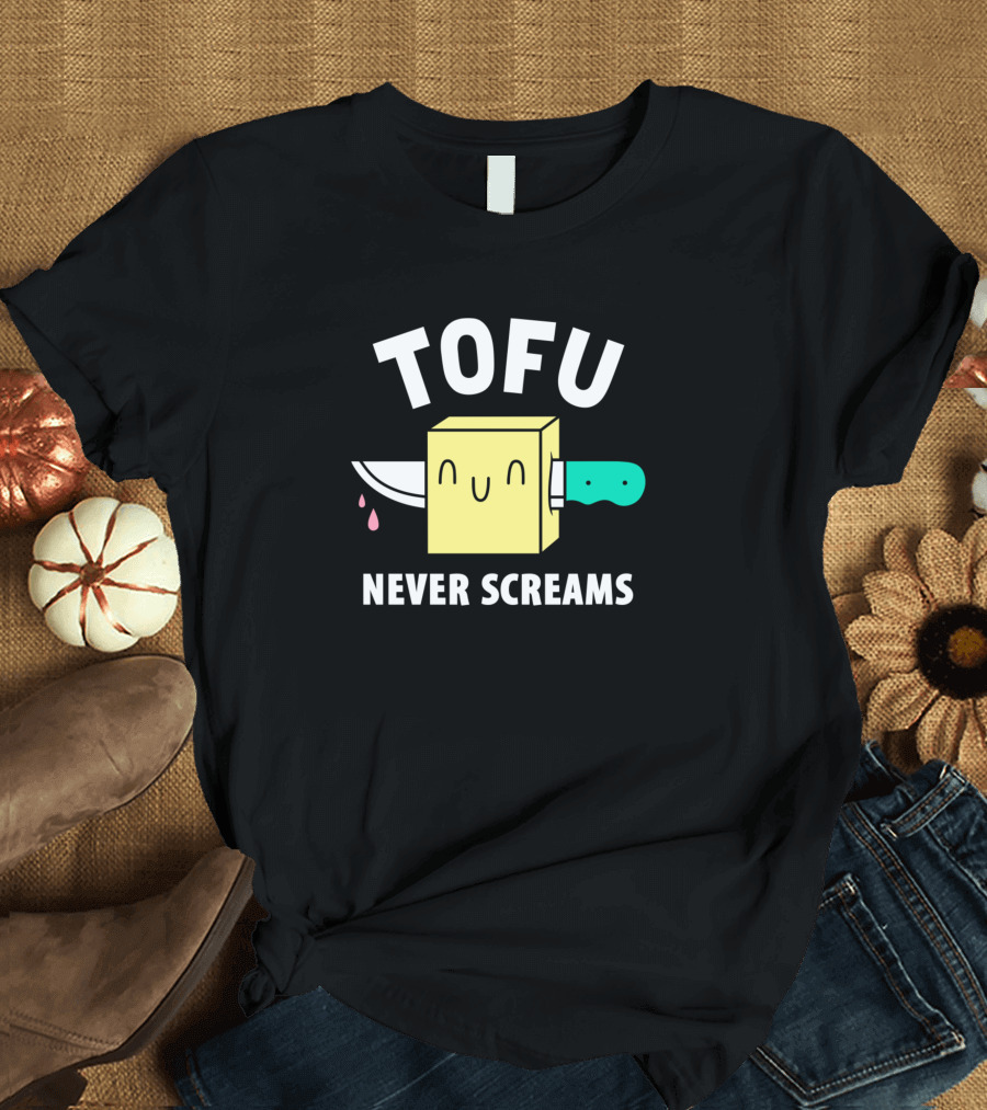Tofu Never Screams Cute Block Knife Trendy Humor T-Shirt