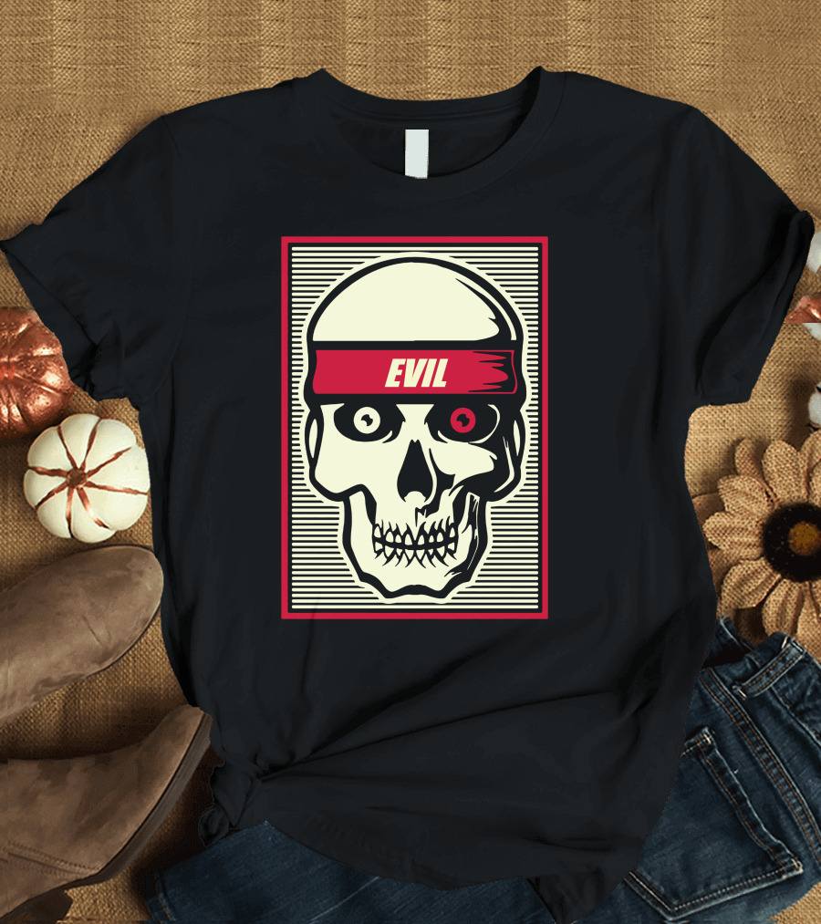 Evil Skull Red Eye Headband T-Shirt