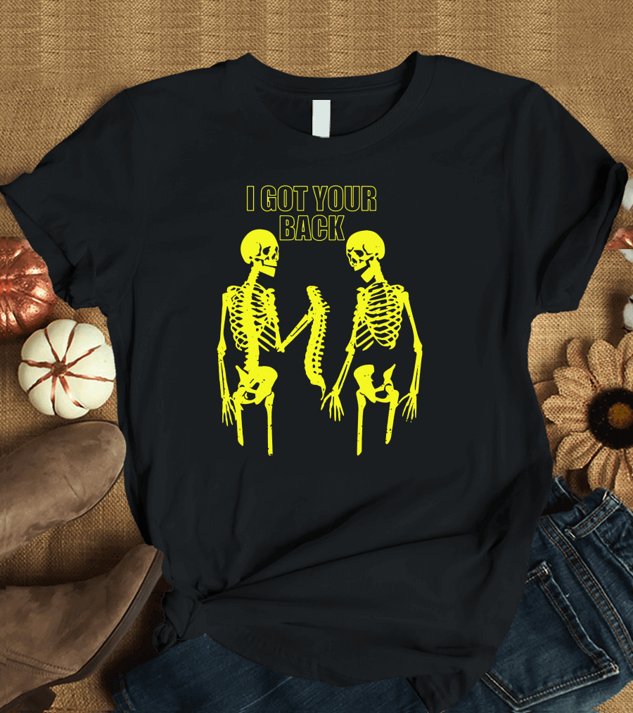 Halloween Skeleton I Got Your Back Halloween Skeletons Yellow T-Shirt